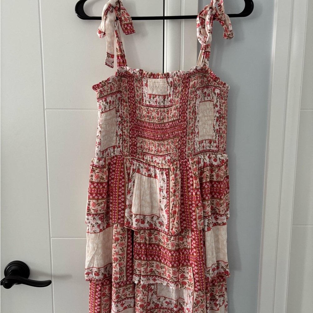 Floral Patchwork Dress with Tied Straps